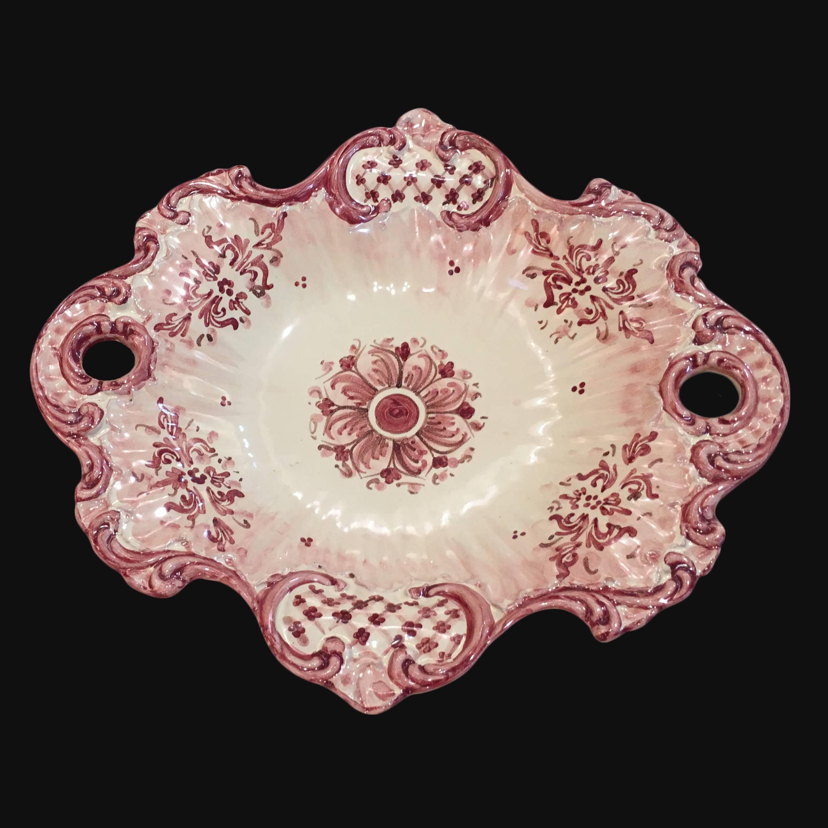 Centrotavola barocco 2° M 38x33 s. d'arte mono bordeaux - Ceramiche di Caltagirone Sofia