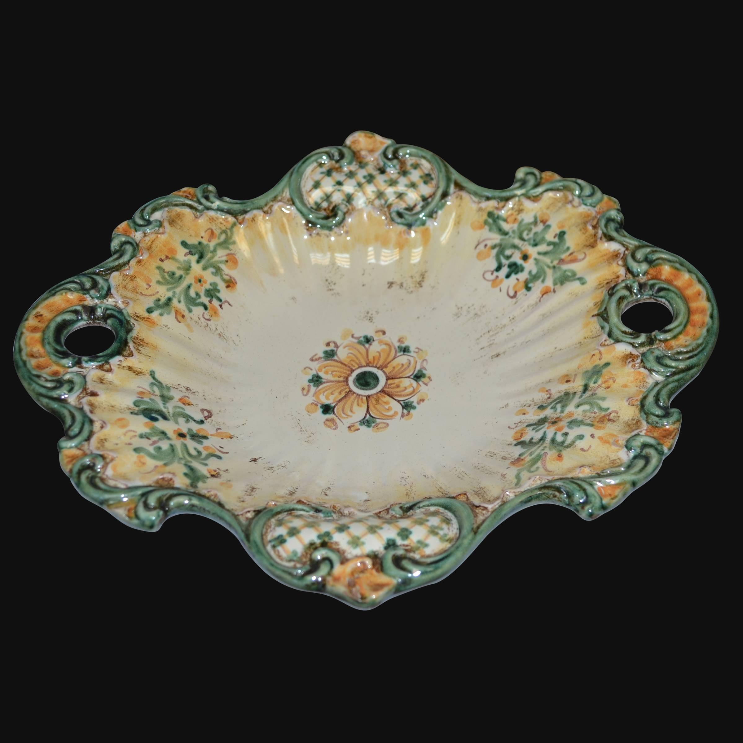 Centrotavola barocco 2° M 38x33 s. d'arte verde/arancio - Ceramiche di Caltagirone Sofia