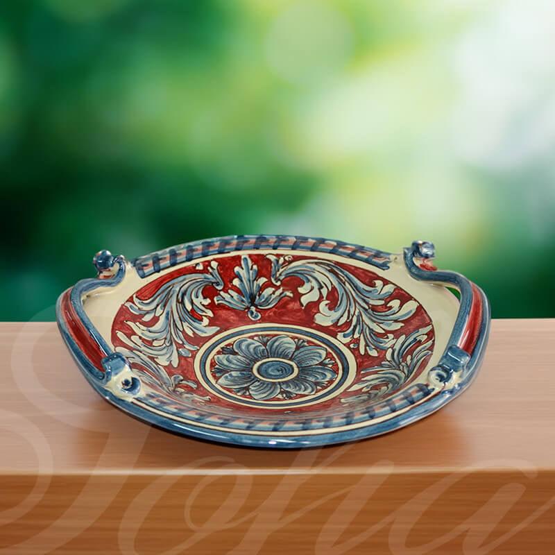 Centrotavola Ornato Blu e Bordeaux - Ceramiche artistiche di Caltagirone - Ceramiche di Caltagirone Sofia