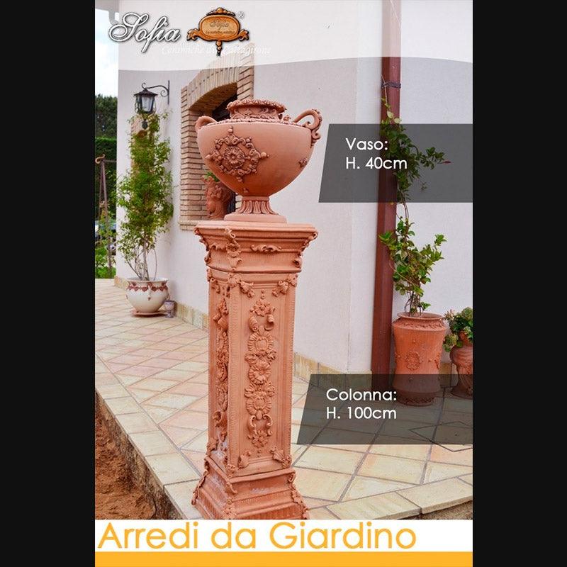 Colonna con Vaso in terracotta in Ceramiche artigianale di Caltagirone - Ceramiche di Caltagirone Sofia