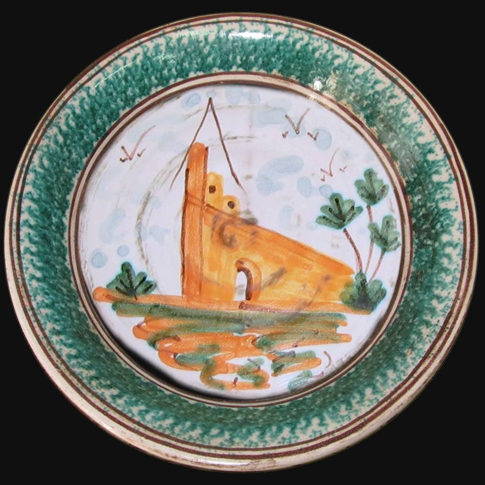 Fangotto da parete con casa - Ceramiche di Caltagirone Sofia