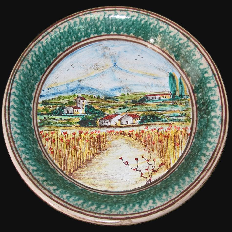 Fangotto da parete con paesaggio - Ceramiche di Caltagirone Sofia