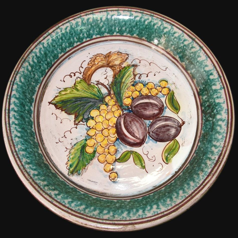 Fangotto da parete con uva gialla e prugne - Ceramiche di Caltagirone Sofia