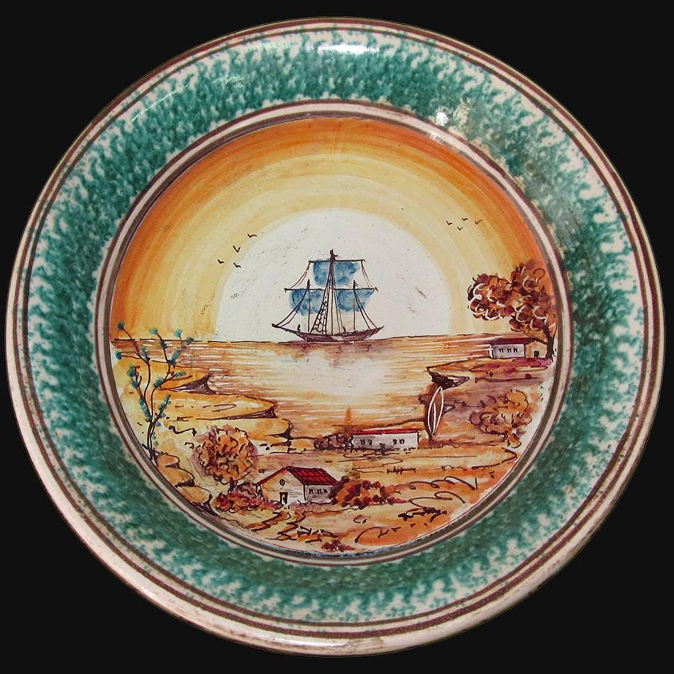 Fangotto da parete con veliero - Ceramiche di Caltagirone Sofia