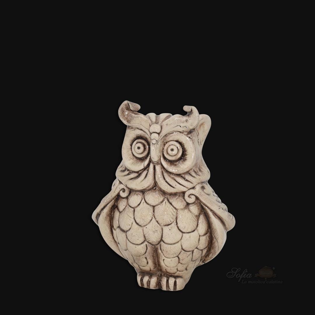 Gufo h 15 Madreperla - Ceramiche di Caltagirone Sofia