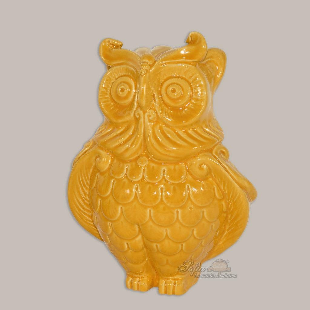 Gufo h 20 Senape - Animali in ceramica - Ceramiche di Caltagirone Sofia
