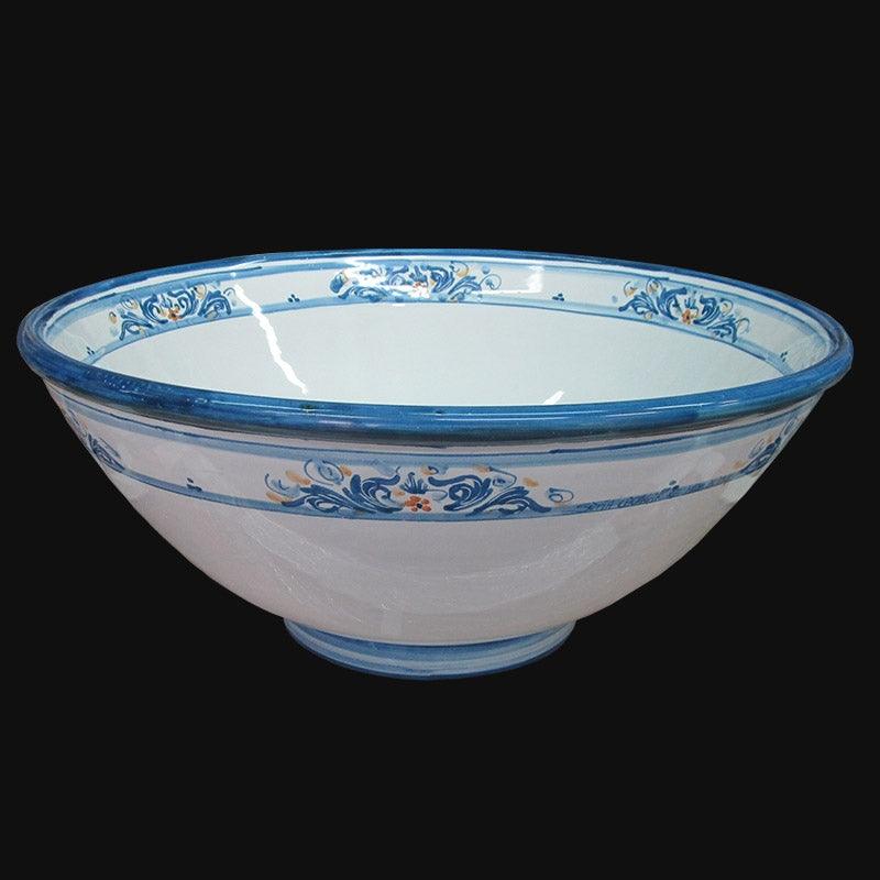Lavabo da appoggio Ø 40 s. d'arte blu e arancio in Ceramica Artistica di Caltagirone - Ceramiche di Caltagirone Sofia