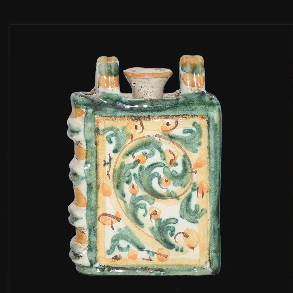 Libro mini scaldamano 7x10 s. d'arte verde/arancio - Ceramiche di Caltagirone Sofia