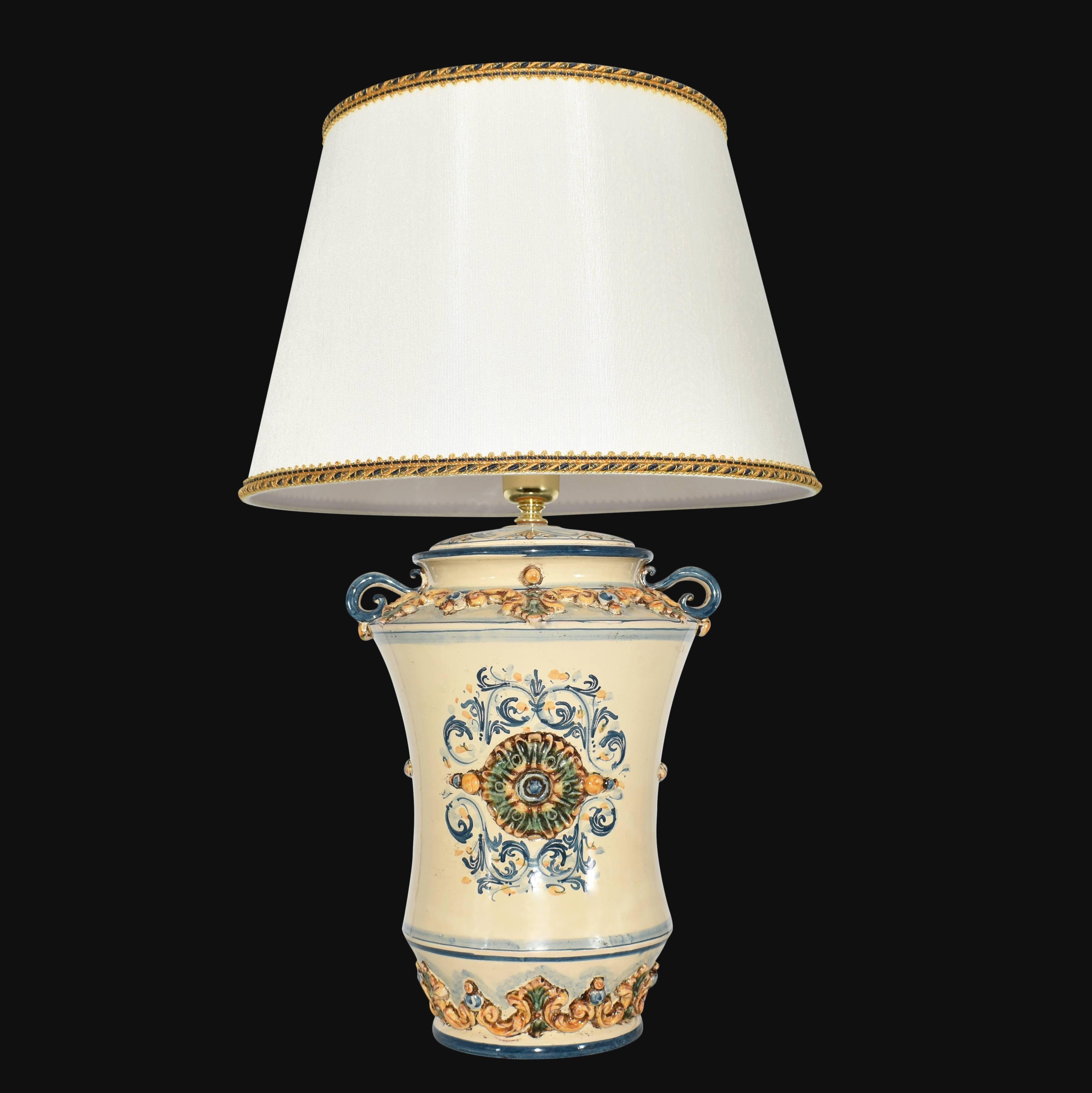 Lume albarello h 35 plast. sofia tricolore (h63 c/paralume Ø40) - Ceramiche di Caltagirone Sofia