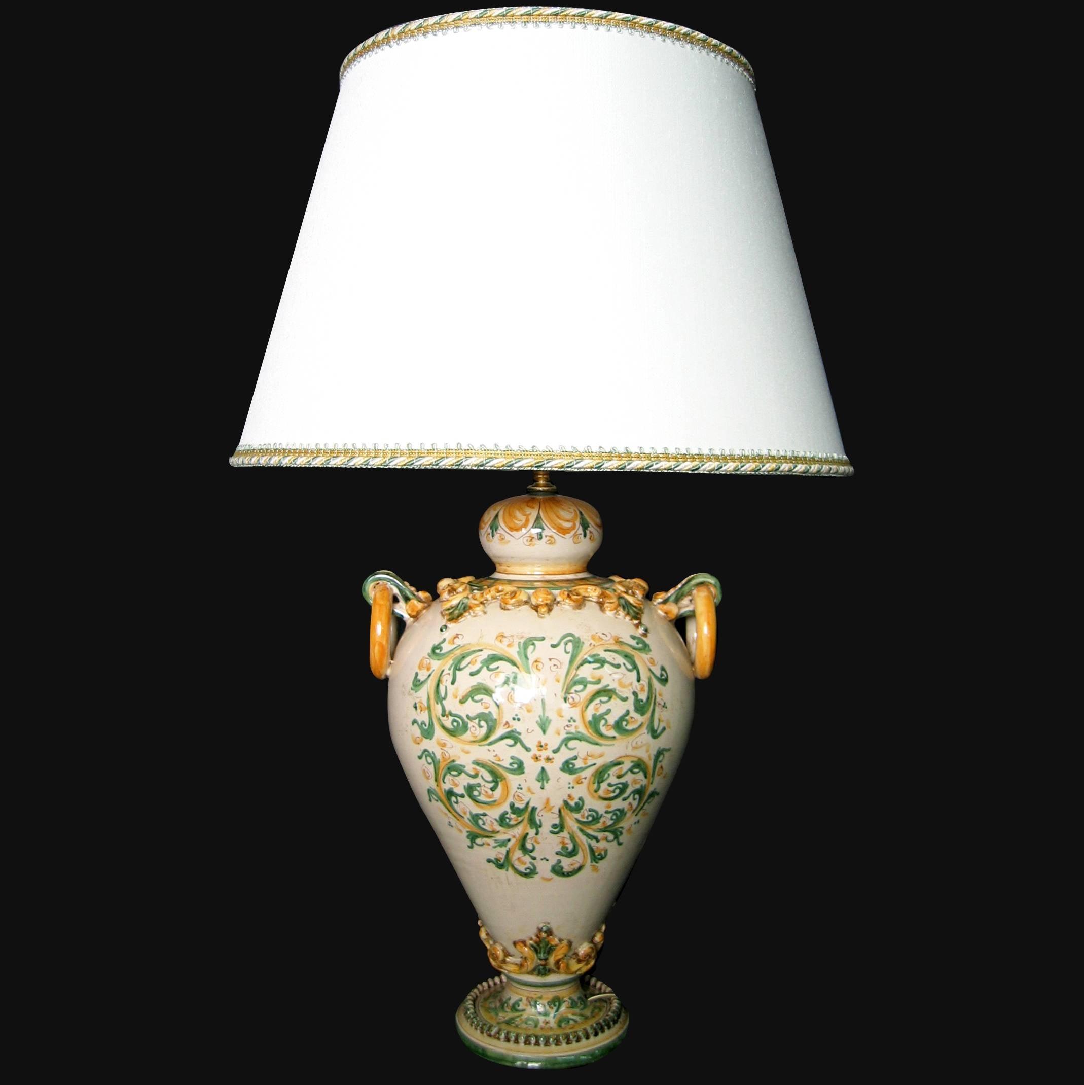 Lume anelli h 40 plastico sofia verde e arancio (h70 c/paralume Ø40) - Ceramiche di Caltagirone Sofia