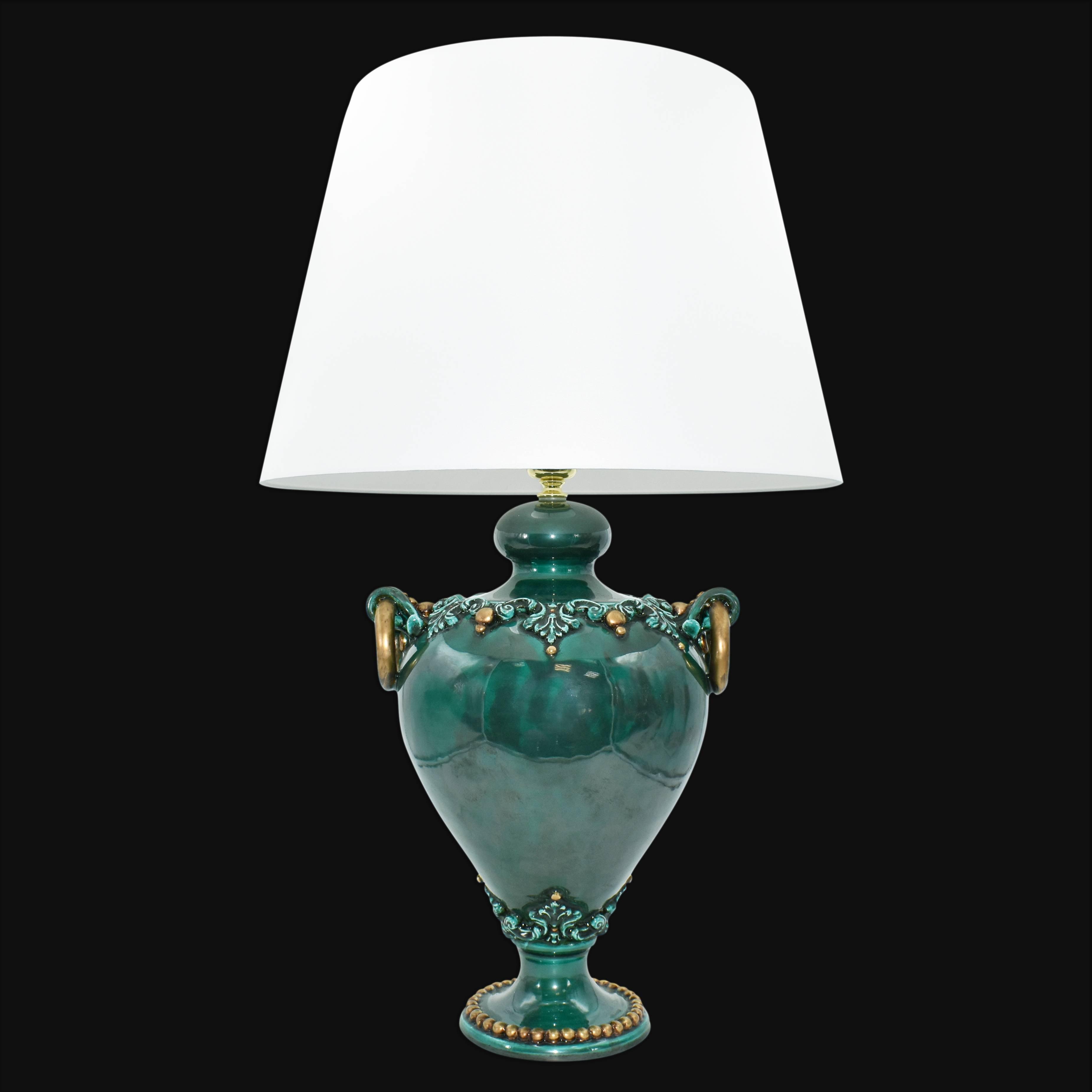 Lume anelli ornamentale plastico sofia verde Rame - Ceramiche artistiche Sofia - Ceramiche di Caltagirone Sofia