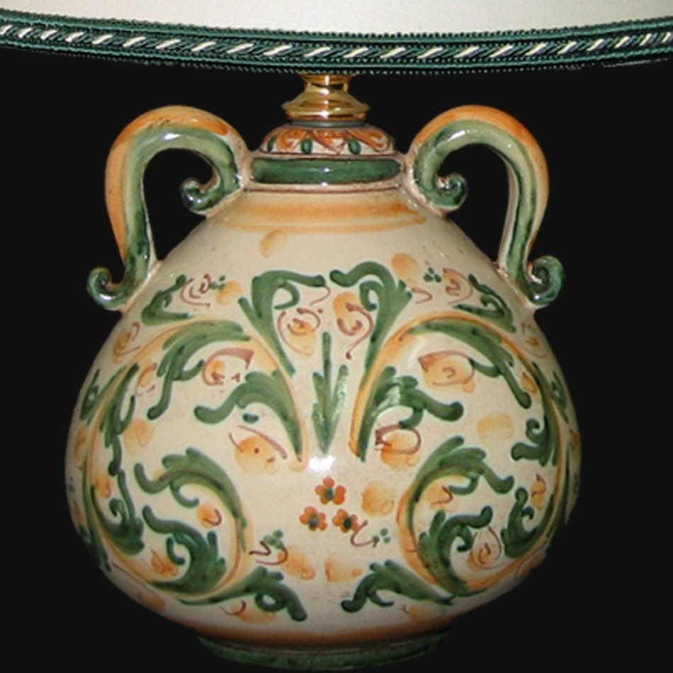 Lume comodino mod.Pe h 30 in cerde e arancio - Ceramiche di Caltagirone Sofia - Ceramiche di Caltagirone Sofia