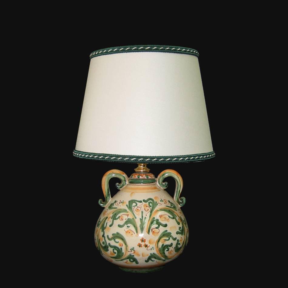 Lume comodino mod.Pe h 30 in cerde e arancio - Ceramiche di Caltagirone Sofia - Ceramiche di Caltagirone Sofia