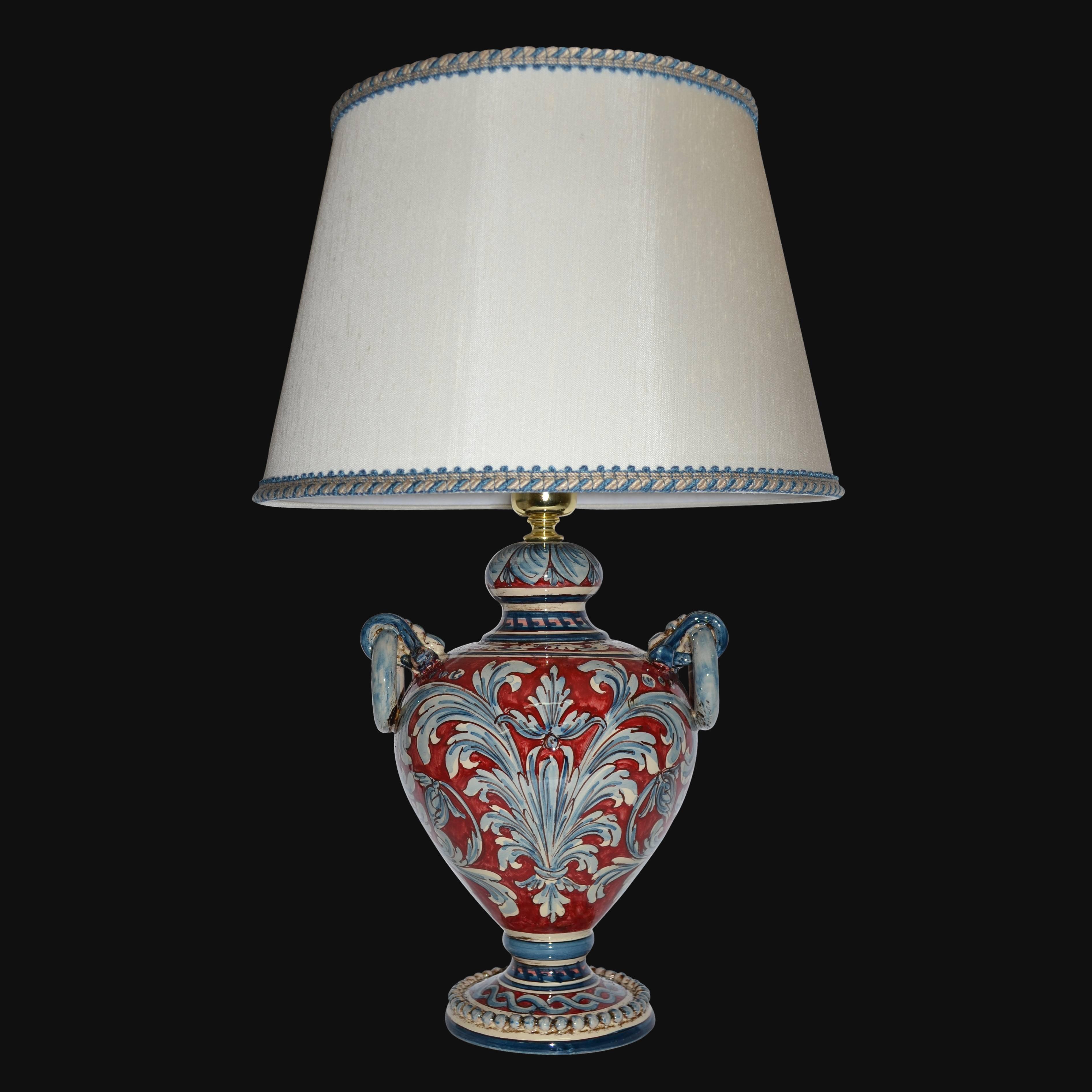 Lume ornamentale anelli h 55 ornato blu/bordeaux - Ceramiche di Caltagirone Sofia - Ceramiche di Caltagirone Sofia