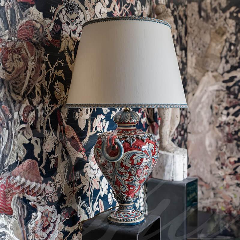Caltagirone Keramik Keramik-Lampe H 72 cm — Bordeaux