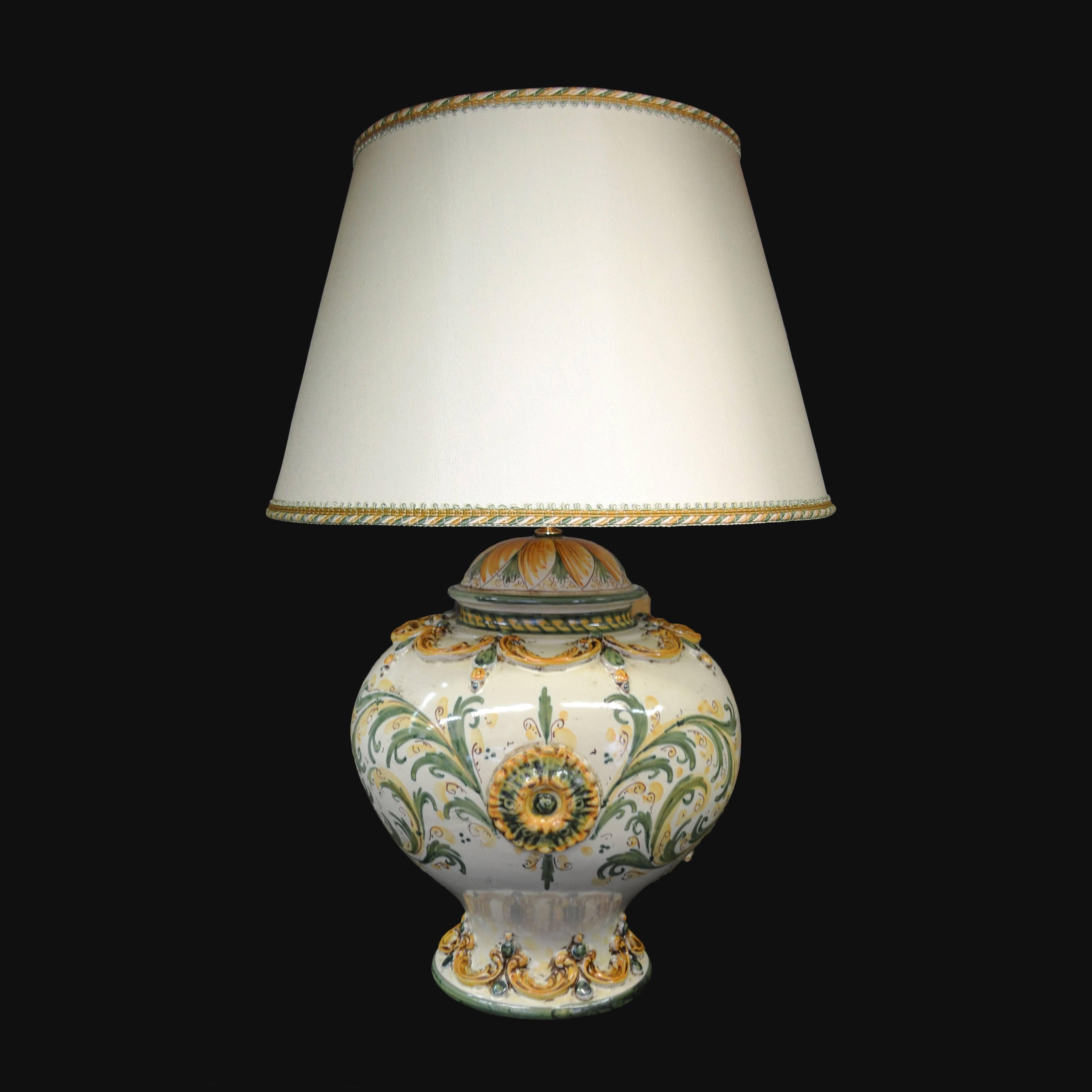 Lume Ornamentale Plastico Sofia in Verde e Arancio in ceramica di Caltagirone - Ceramiche Artistiche Sofia - Ceramiche di Caltagirone Sofia