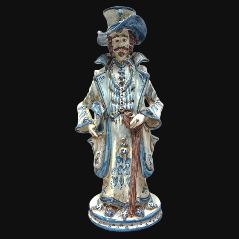 Lumiera piccola uomo h 31 mono blu - Modellato a mano - Ceramiche di Caltagirone Sofia