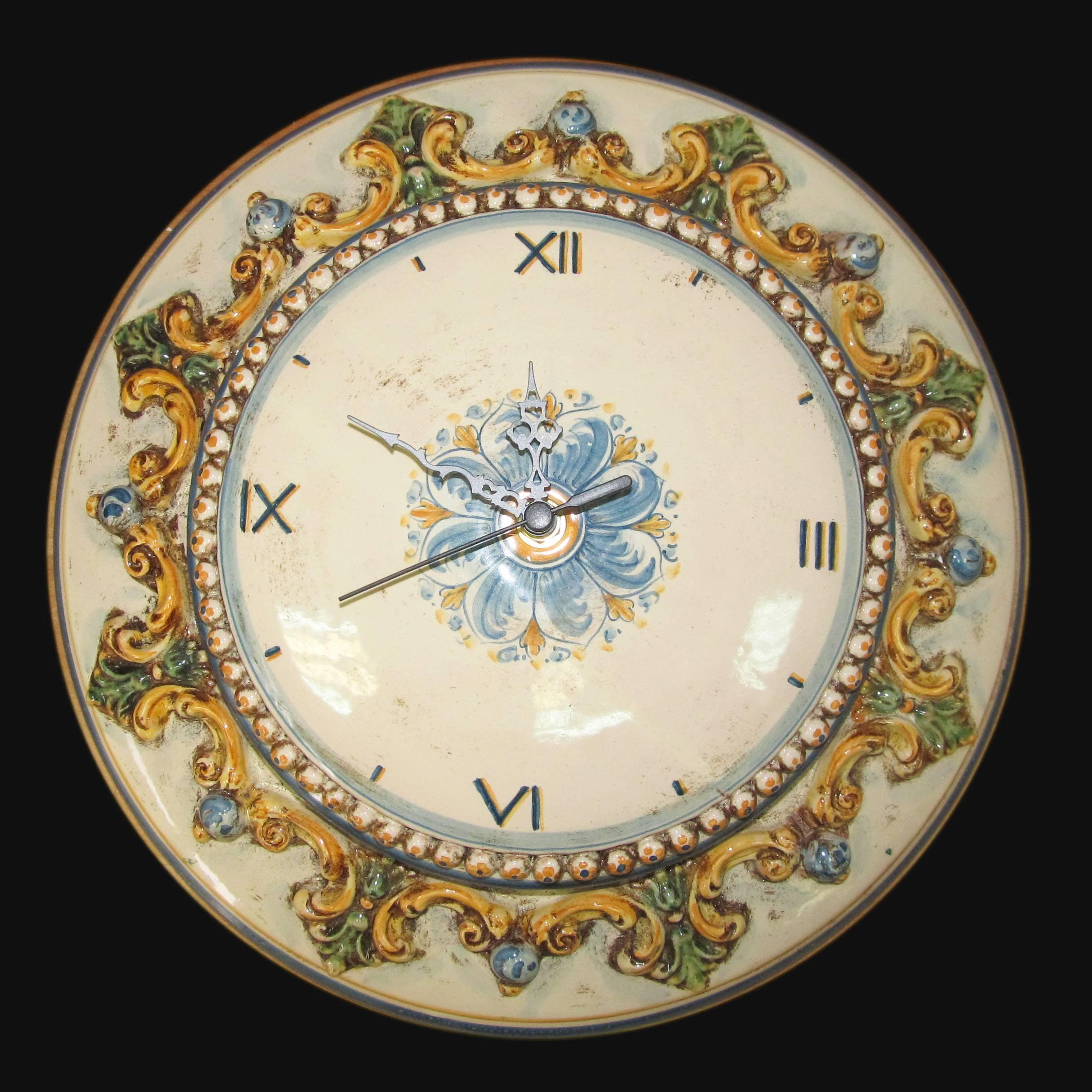 Orologio Ø 38 plastico sofia tricolore - Ceramiche di Caltagirone Sofia - Ceramiche di Caltagirone Sofia