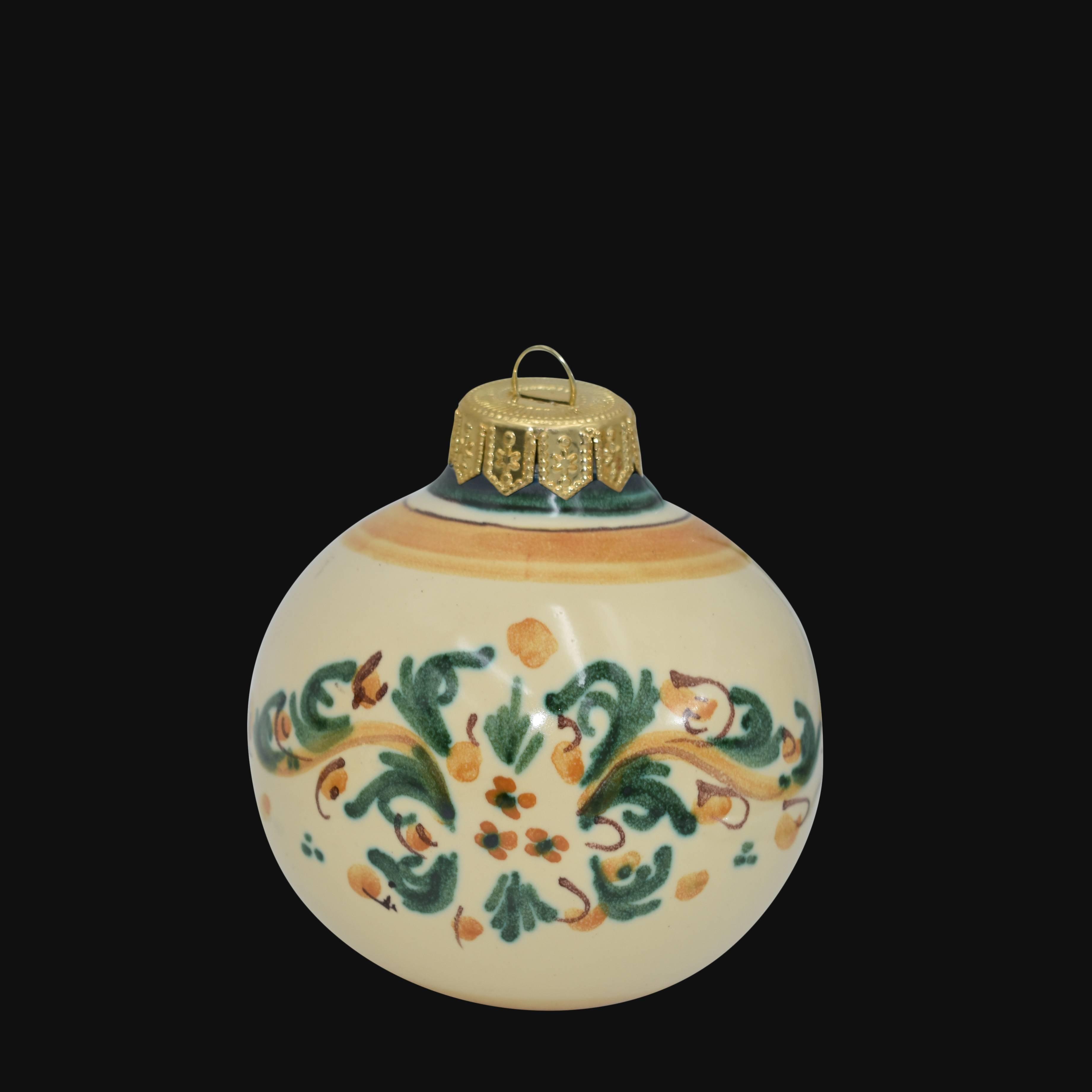 Pallina natalizia Ø 8 s. d'arte verde/arancio - Natale a Caltagirone - Ceramiche di Caltagirone Sofia