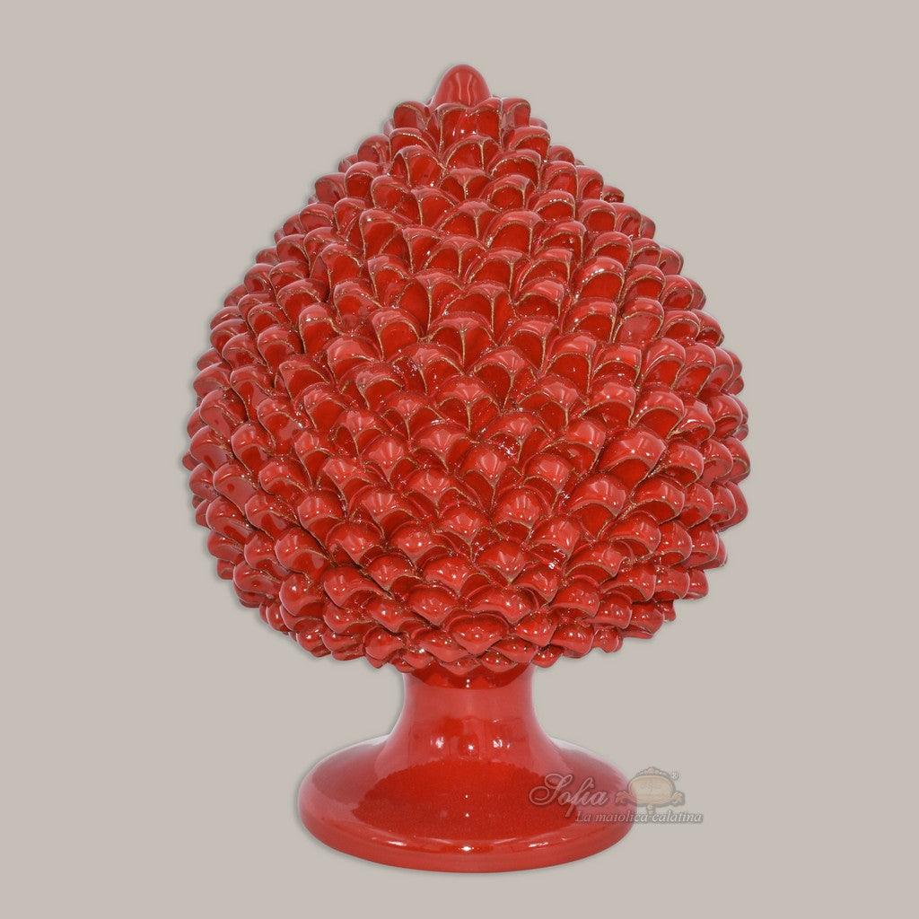 Pigna artigianale di Caltagirone modellata a mano altezza 15/40 Rosso Fuoco - Ceramiche di Caltagirone Sofia