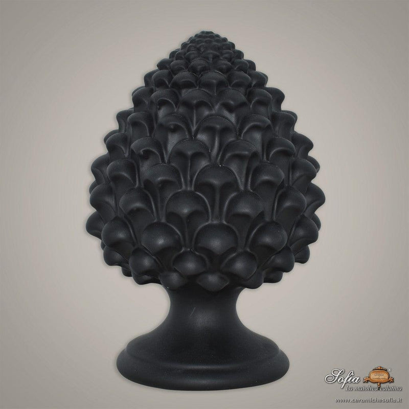 Caltagirone handmade pinecone modeled by hand height 15/35 in Black