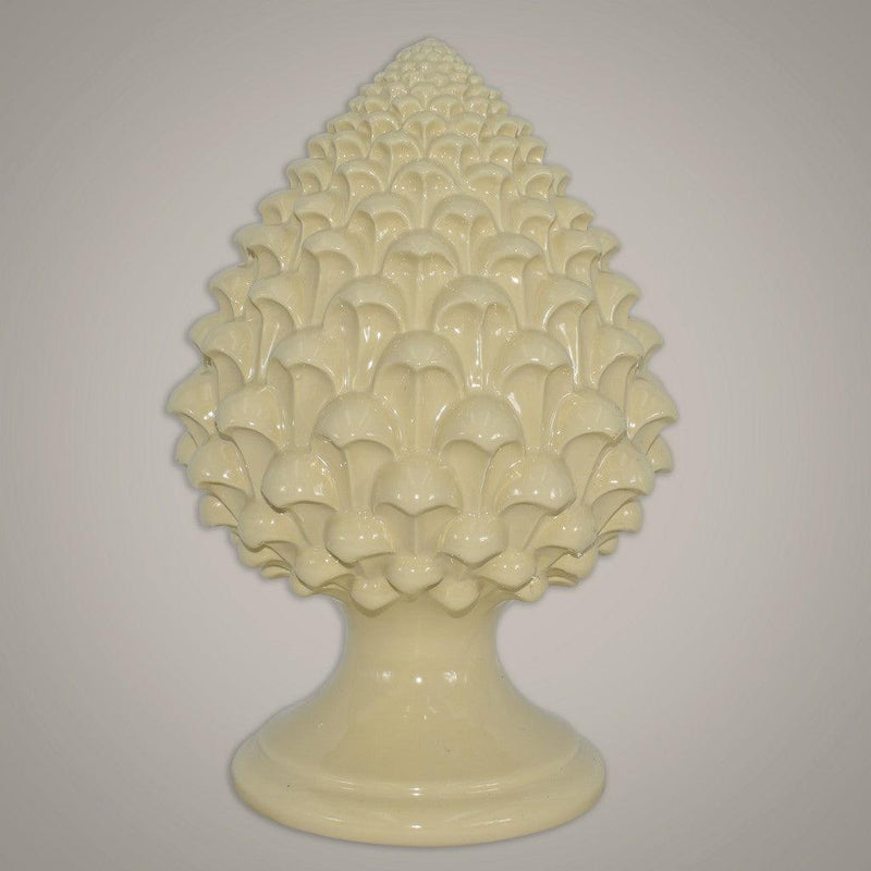 Caltagirone handmade pinecone modeled by hand height 15/35 Ivory Line