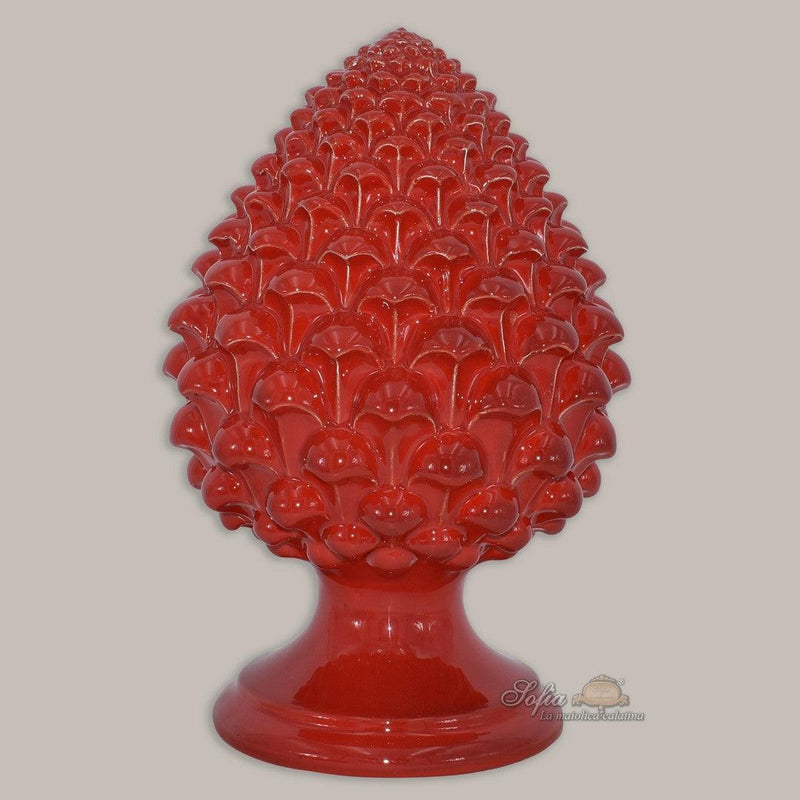 Caltagirone handmade pinecone modeled by hand height 15/35 Red Line
