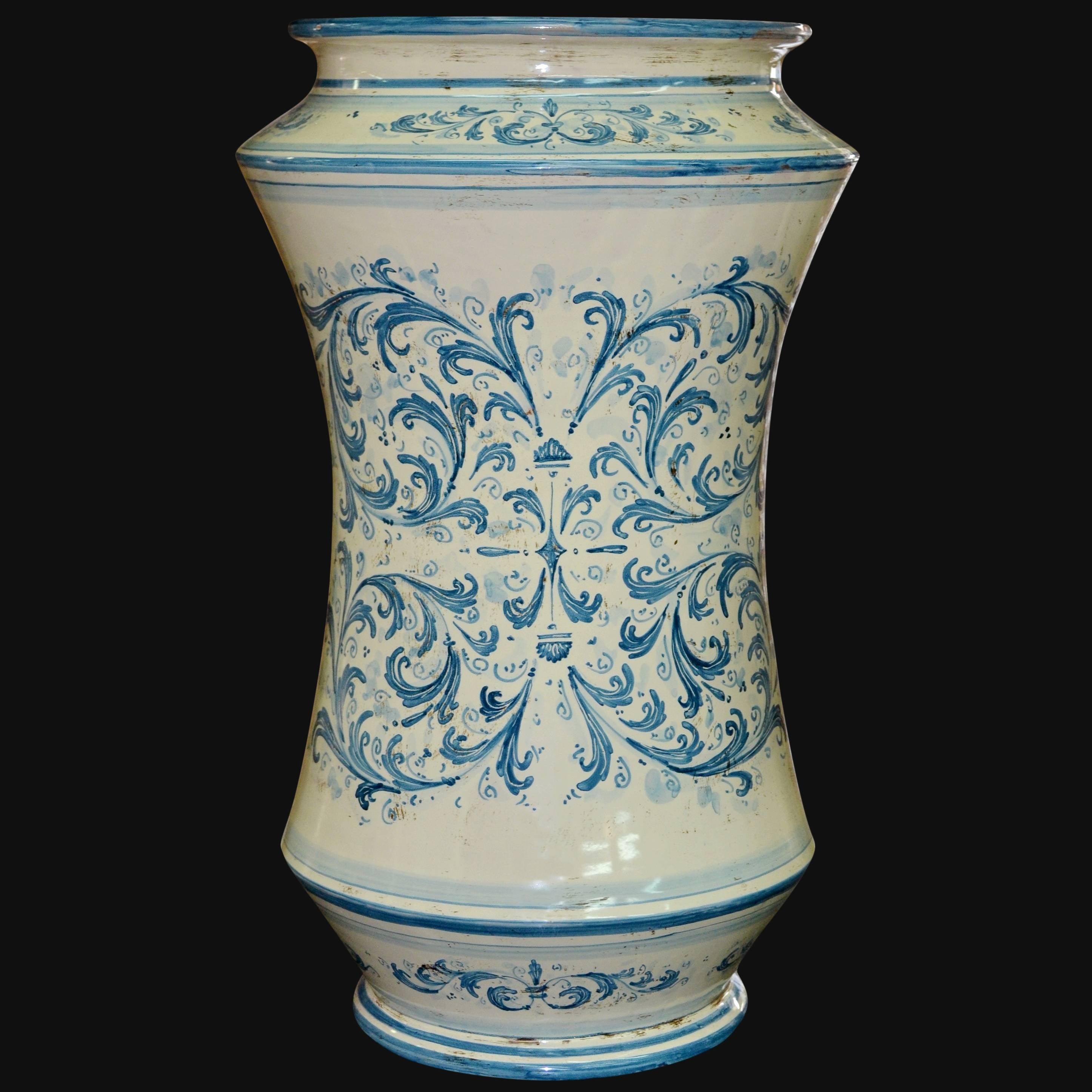 Portaombrelli ad albarello h 50 in serie d'arte mono blu - Ceramiche di Caltagirone Sofia