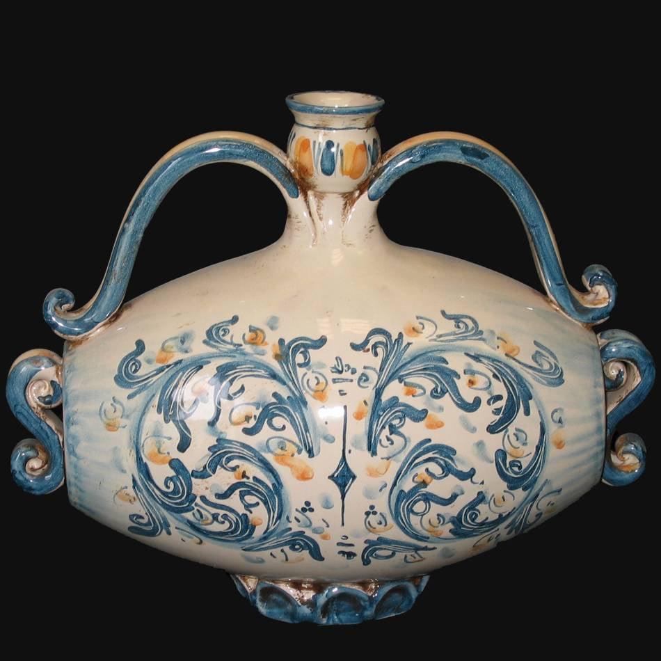 Scaldone medio 23x19 s. d'arte blu e arancio - Ceramiche di Caltagirone Sofia