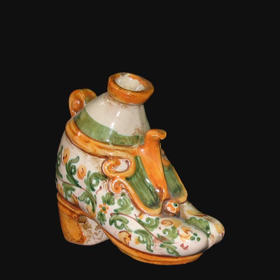 Scarpa scaldamano f 11x10 s. d'arte verde/arancio - Ceramiche di Caltagirone Sofia