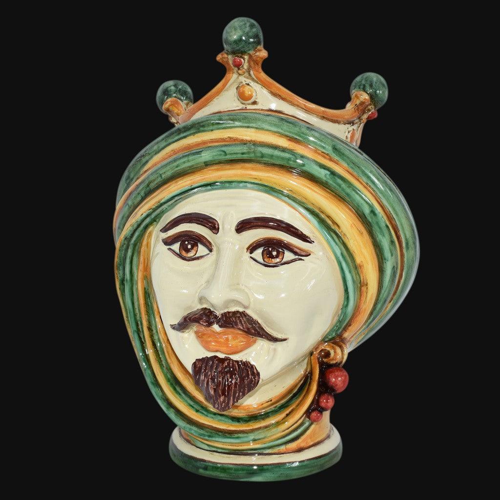 Testa di Moro h 30 in verde e arancio maschio bianco in Ceramica di Caltagirone - Ceramiche di Caltagirone Sofia