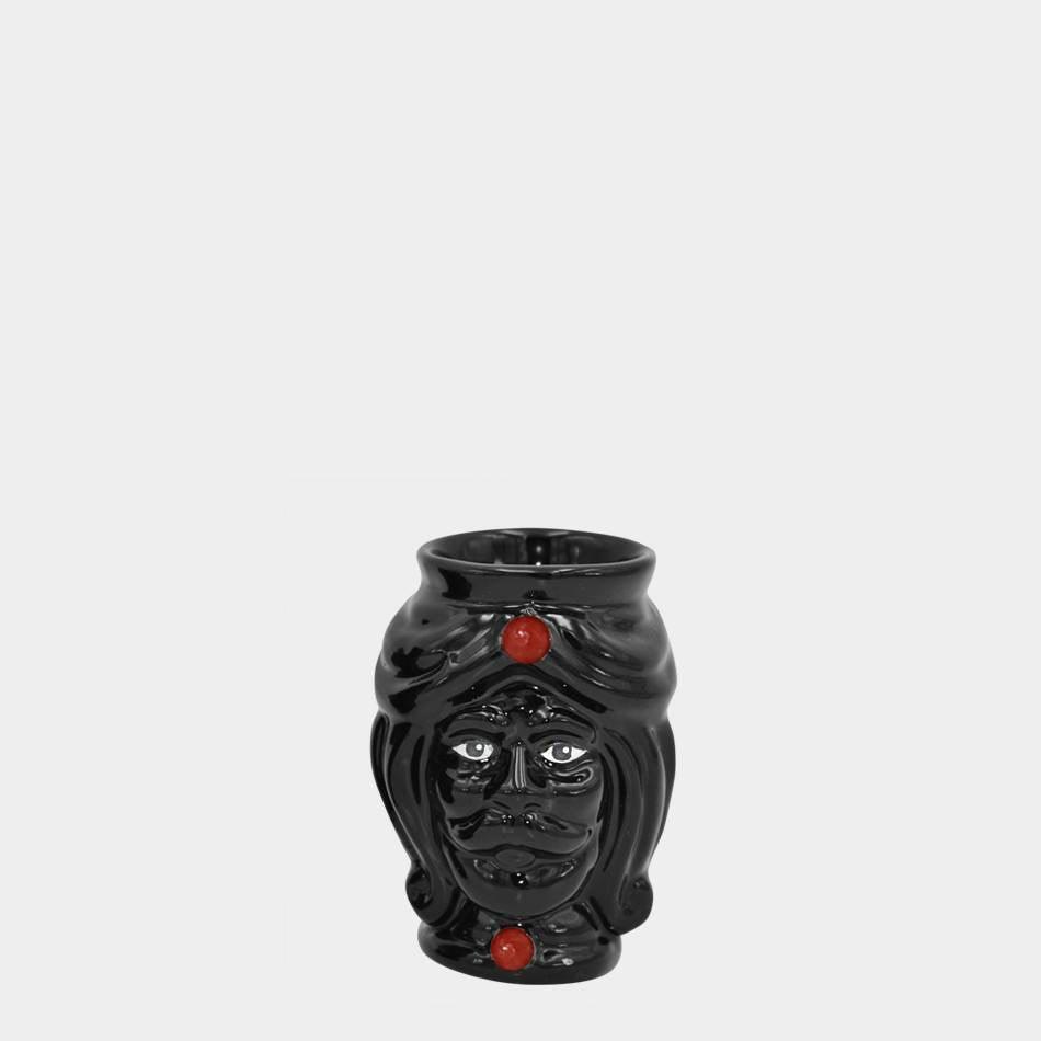 Testa h 10 c/perline rosse black line maschio - Ceramiche di Caltagirone Sofia