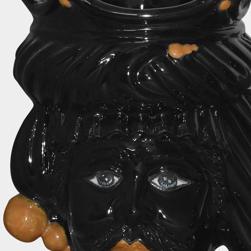Testa h 20 c/perline black orange maschio - Ceramiche di Caltagirone Sofia
