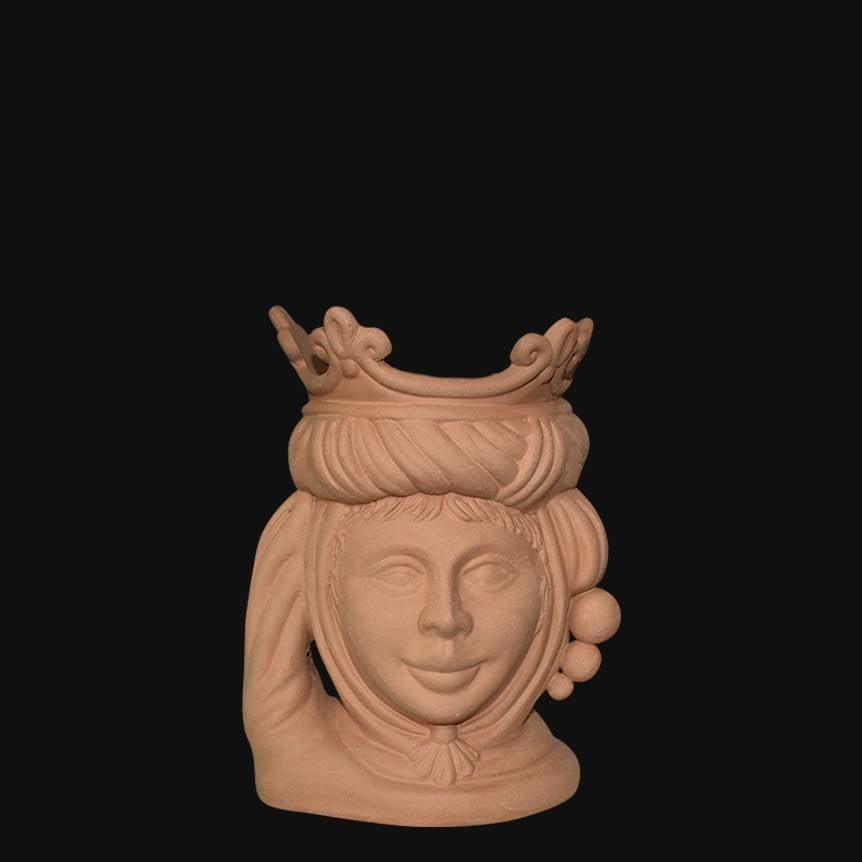 Testa h 20 grezza modellata in terracotta femmina - Ceramiche di Caltagirone Sofia