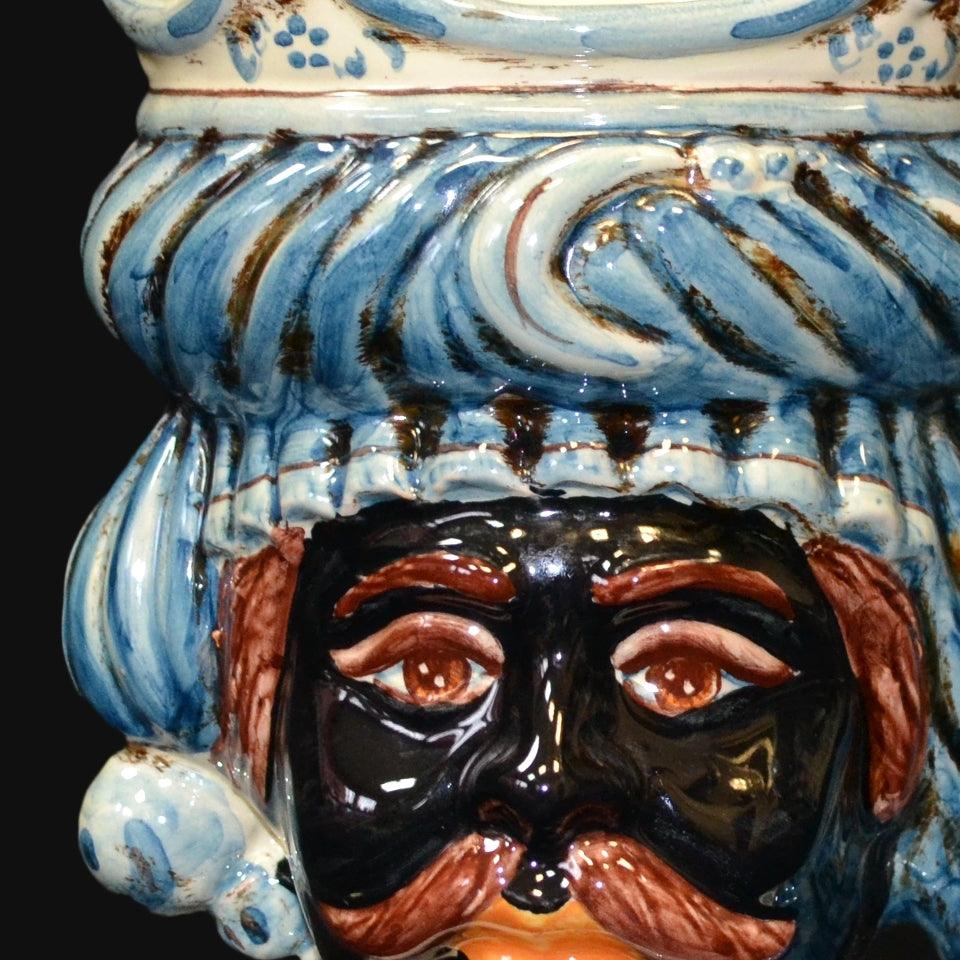 Testa h 20 mono blu maschio moro - Ceramiche di Caltagirone Sofia
