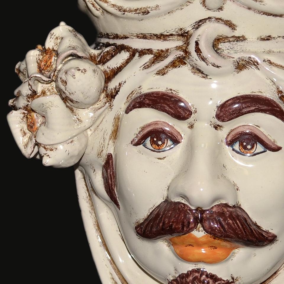 Testa h 25 limoni avorio maschio bianco - Ceramiche di Caltagirone Sofia