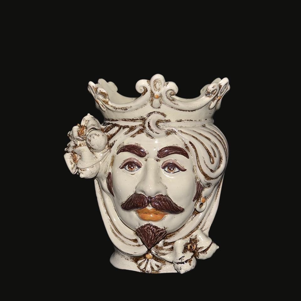 Testa h 25 limoni avorio maschio bianco - Ceramiche di Caltagirone Sofia