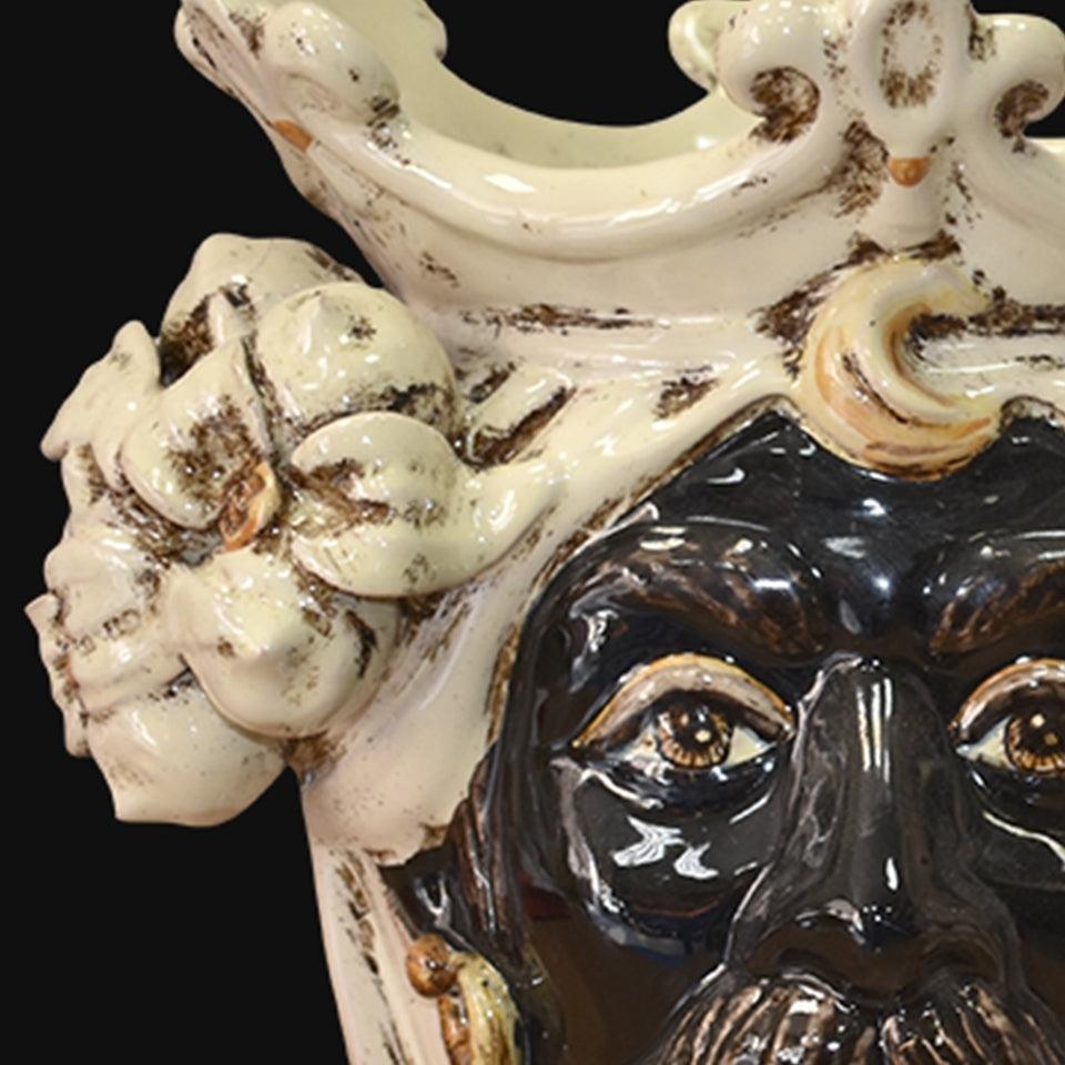 Testa h 25 limoni avorio maschio moro - Ceramiche di Caltagirone Sofia