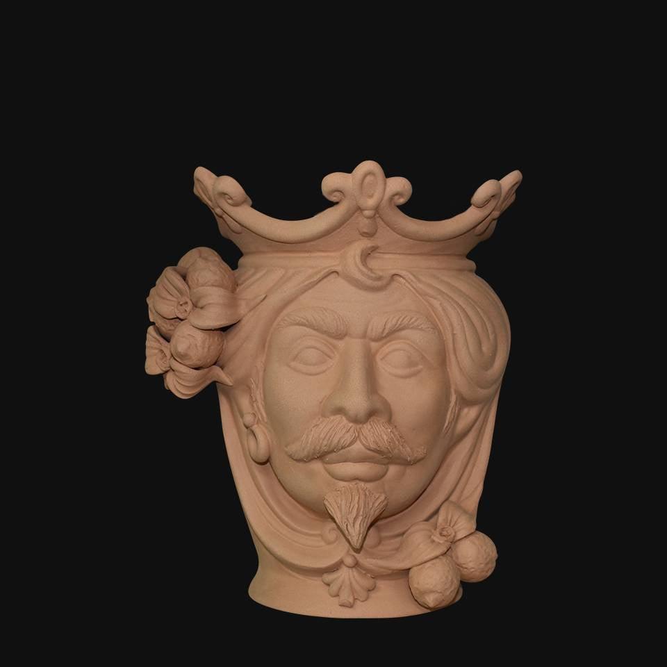Testa h 25 limoni in terracotta maschio - Ceramiche di Caltagirone Sofia