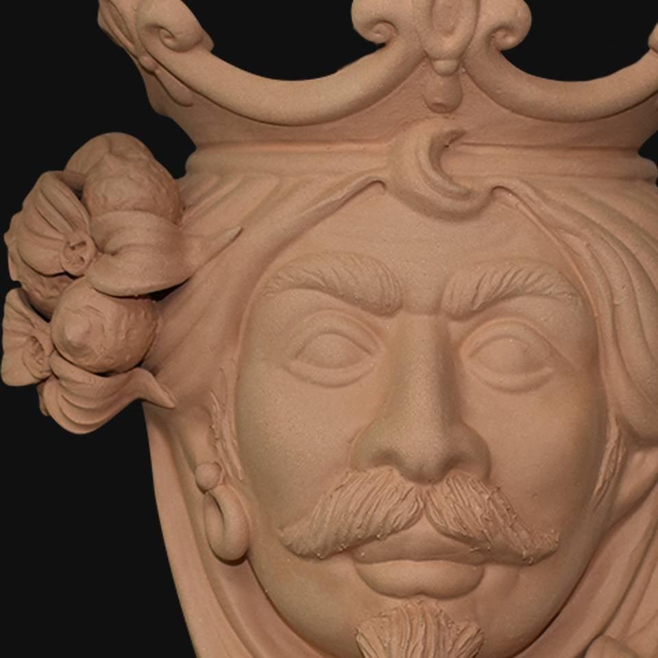 Testa h 25 limoni in terracotta maschio - Ceramiche di Caltagirone Sofia
