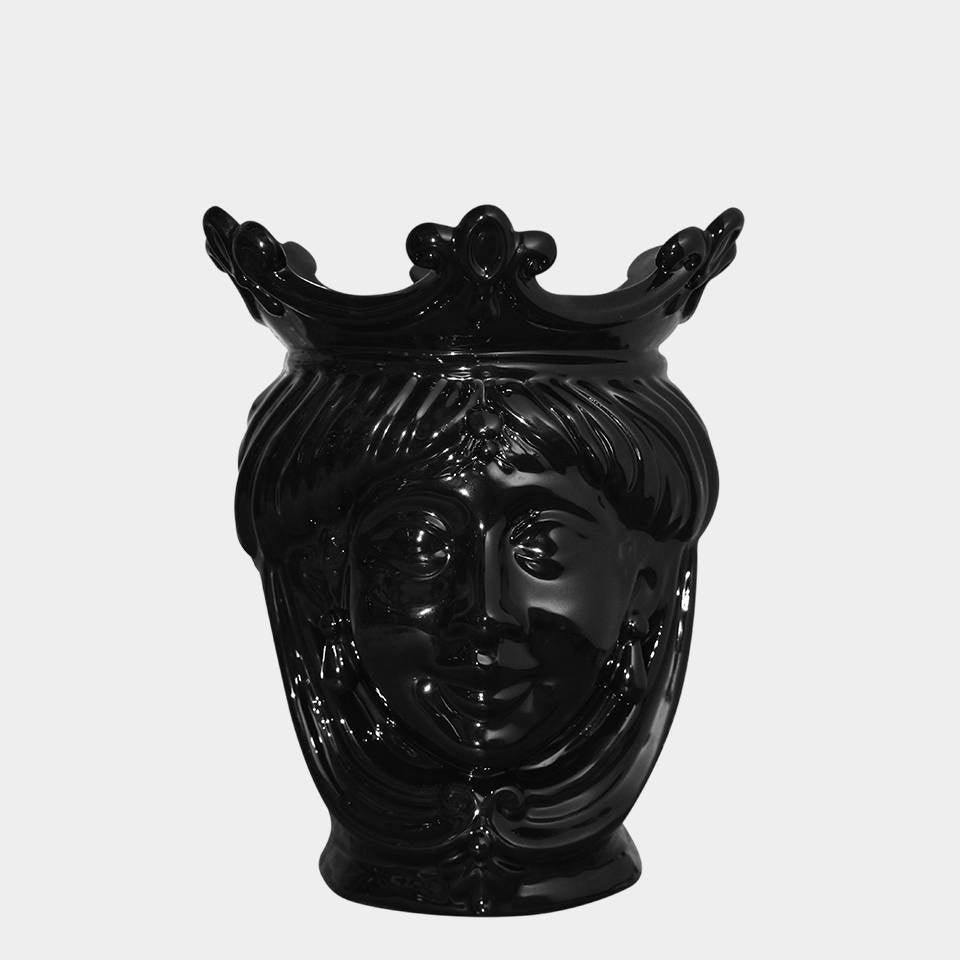 Testa h 25 liscia black lucido femmina - Ceramiche di Caltagirone Sofia