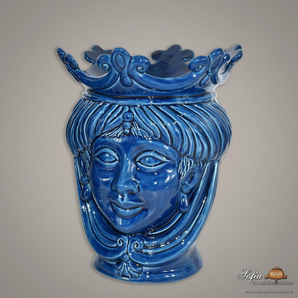Testa h 25 liscia Blu Intenso femmina - Ceramiche di Caltagirone Sofia