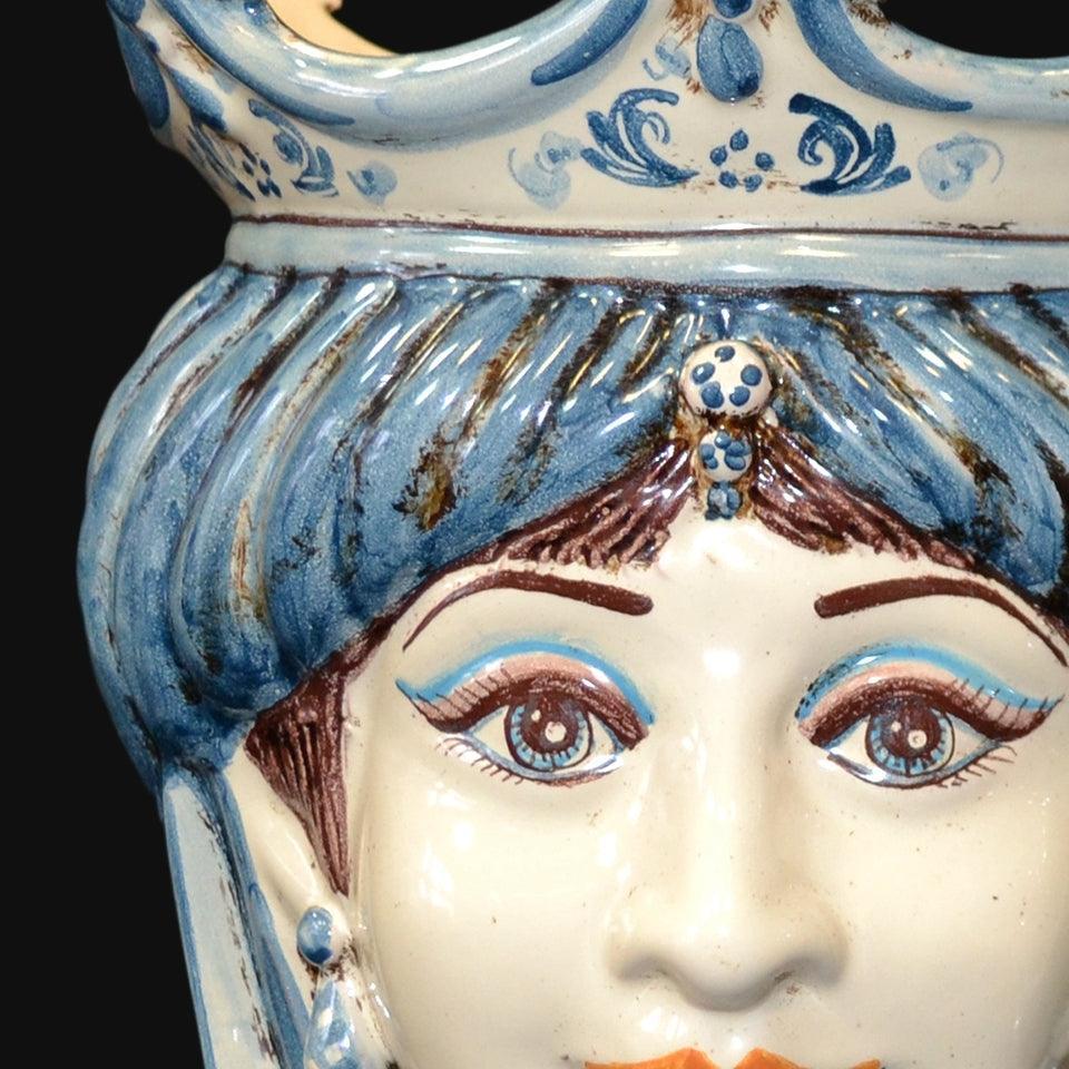 Testa h 25 liscia mono blu femmina - Ceramiche di Caltagirone Sofia