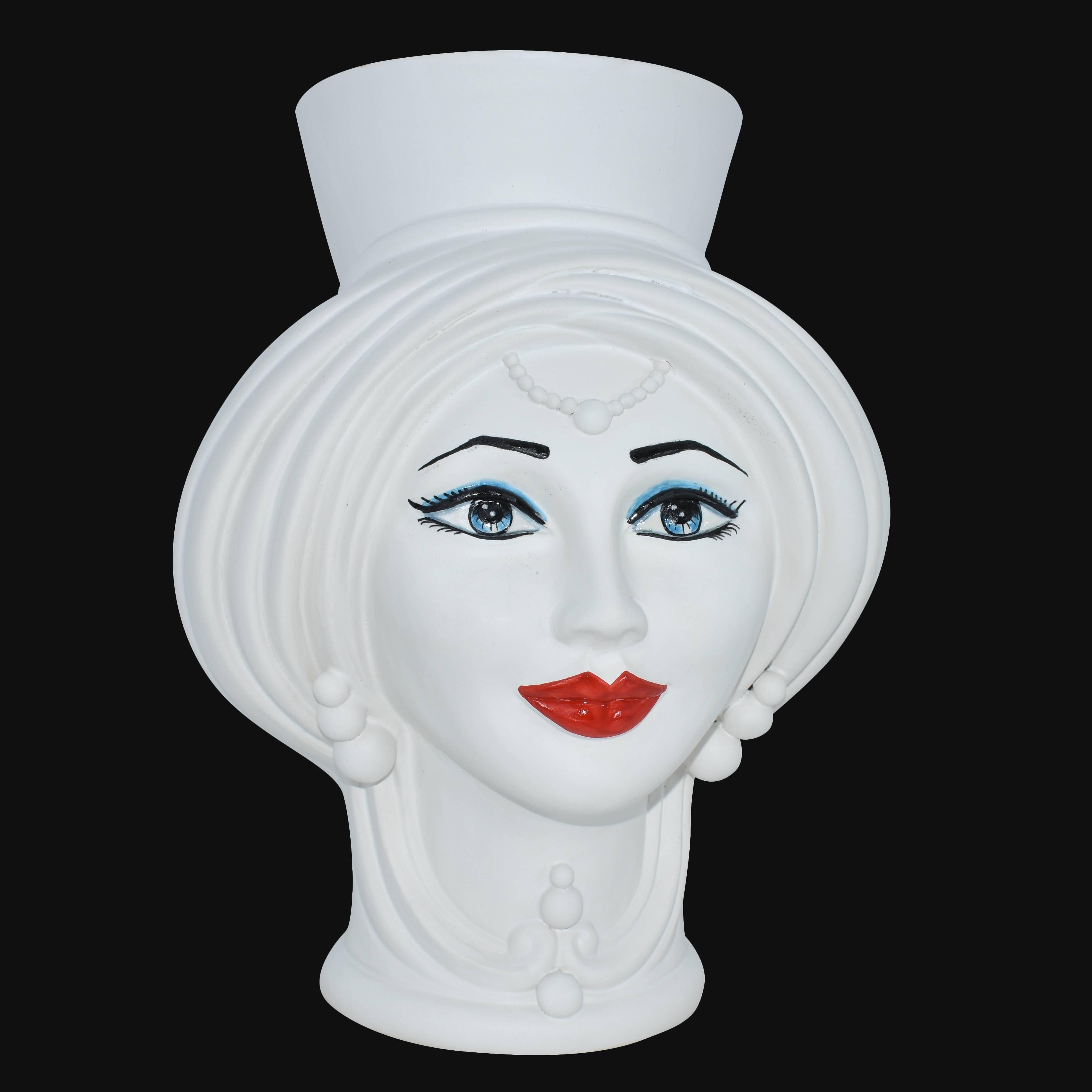 Testa h 30 Bianco Opaco Donna - Teste di moro moderne Sofia Ceramiche - Ceramiche di Caltagirone Sofia
