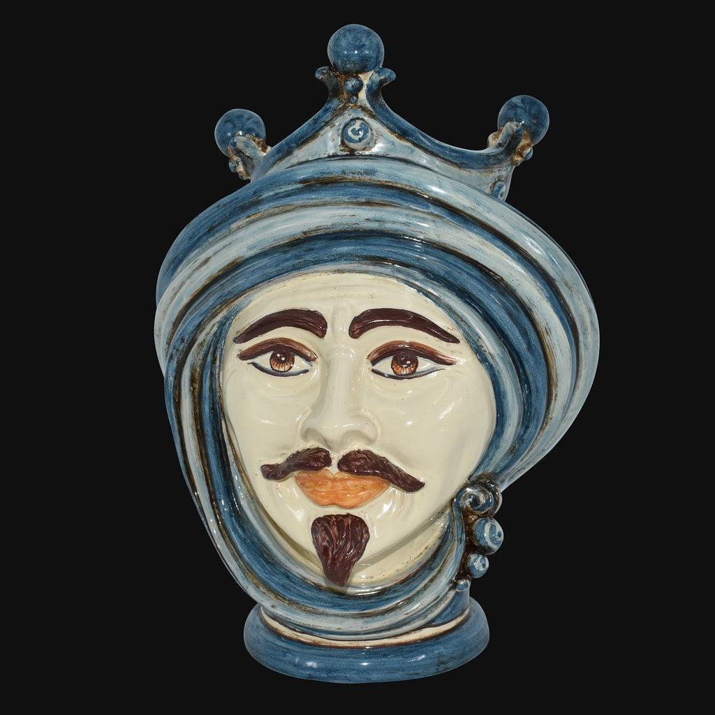 Testa h 30 in mono blu maschio bianco - Ceramiche di Caltagirone Sofia