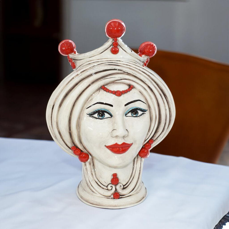 Testa h 30 in Avorio donna - Modern Moorish heads Sofia Ceramiche