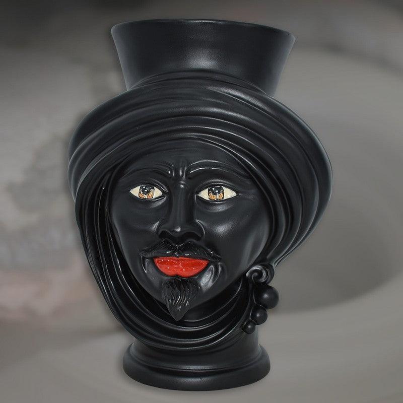 Testa h 30 Nero Opaco Uomo - Teste di moro moderne Sofia Ceramiche - Ceramiche di Caltagirone Sofia