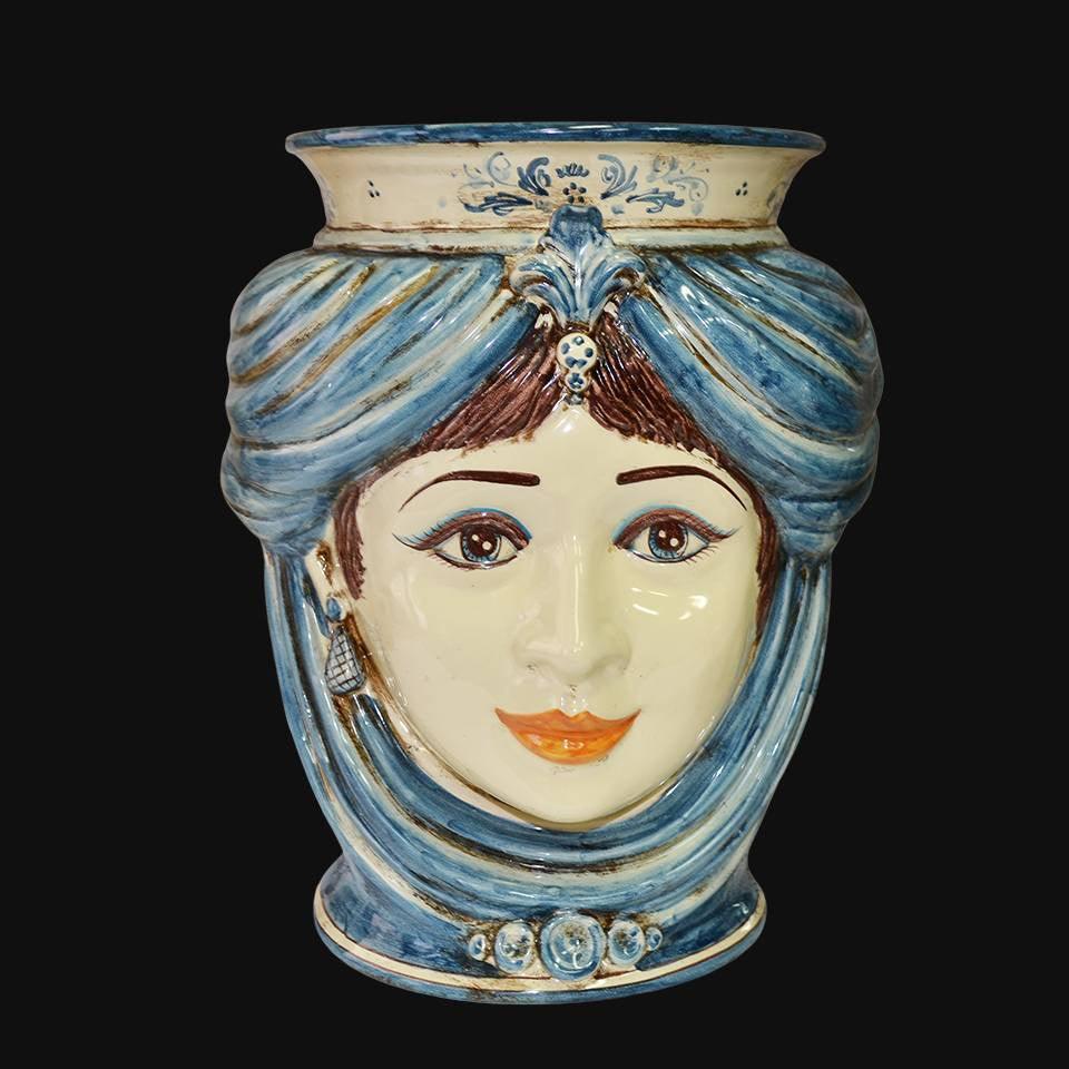 Testa h 33 liscia mono blu donna - Ceramiche di Caltagirone Sofia