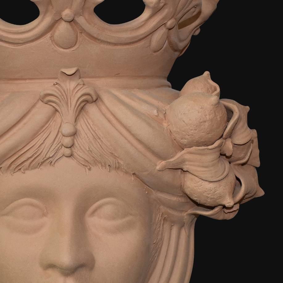 Testa h 40 limoni grezza in terracotta femmina - Ceramiche di Caltagirone Sofia