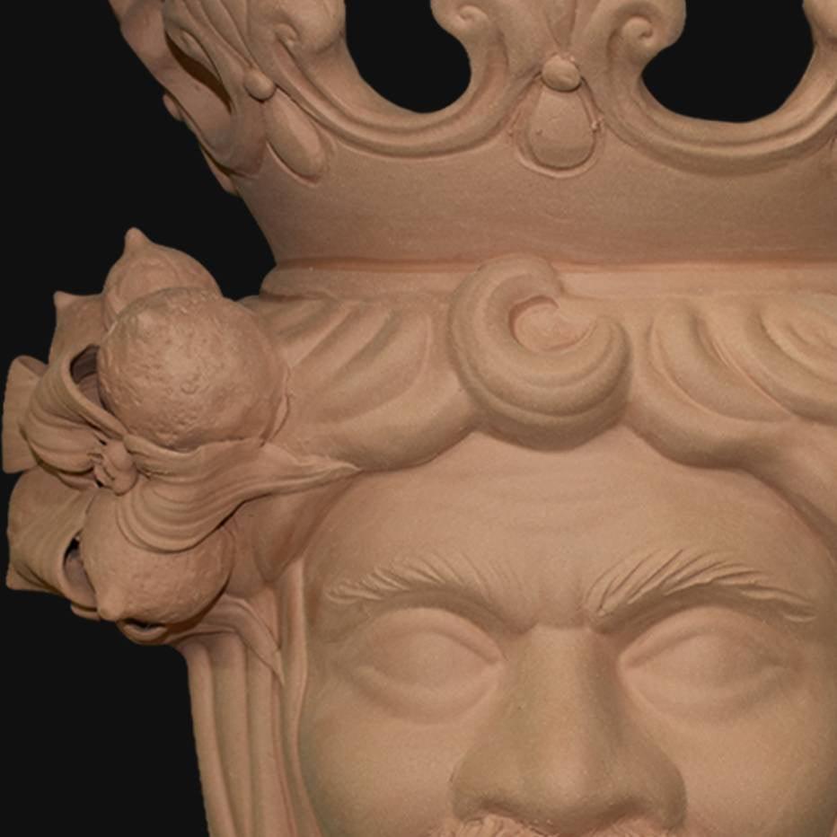 Testa h 40 limoni grezza in terracotta maschio - Ceramiche di Caltagirone Sofia
